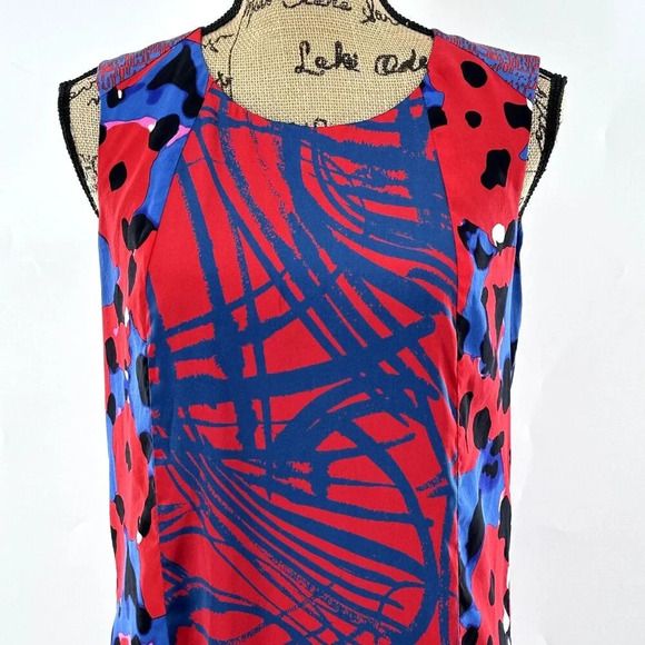 DKNY Dress Women 4 Silk Abstract Print Lined Zip Sleeveless Round Neckline Artsy - Picture 3 of 9